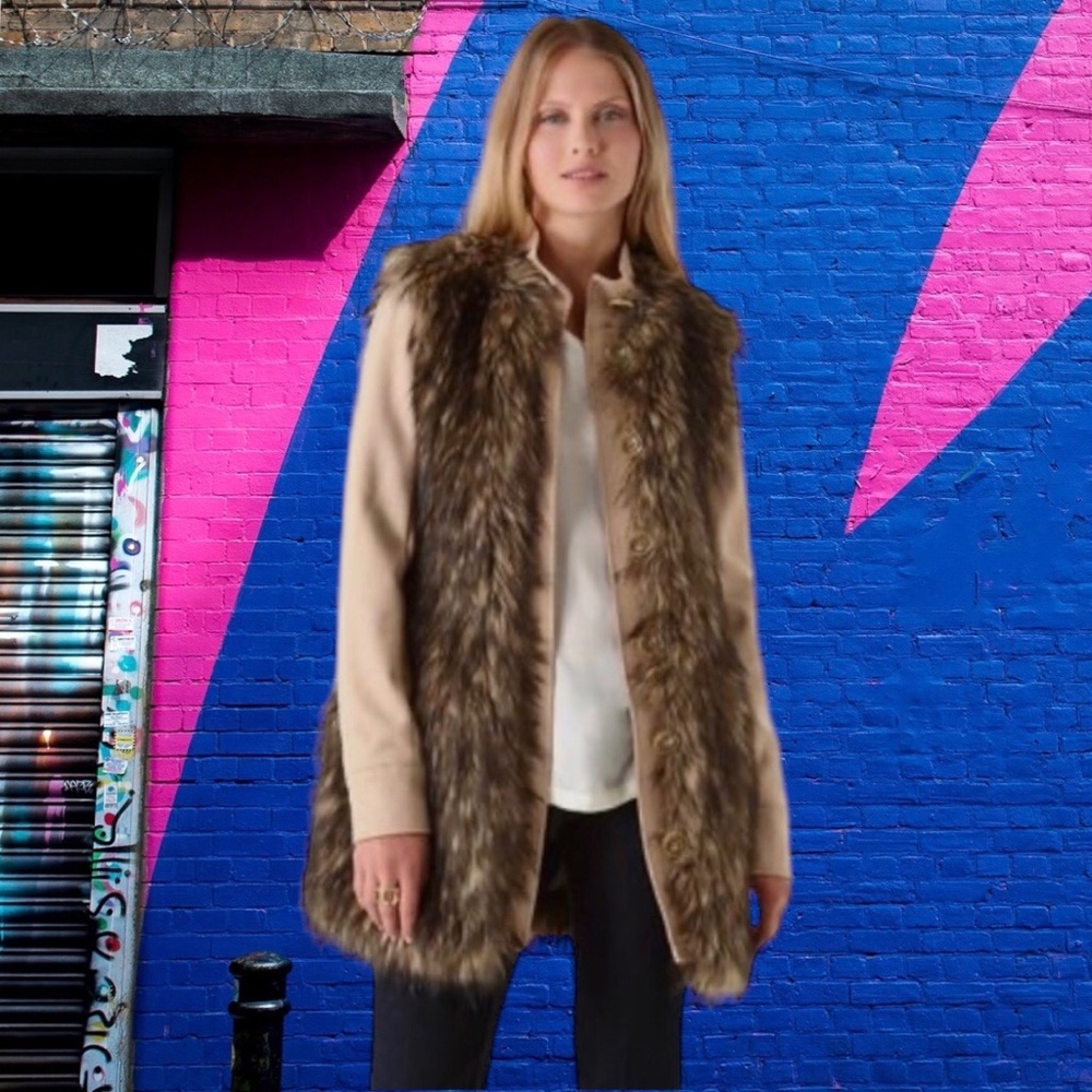 RACHEL ZOE FAUX FUR VEST IN BROWN